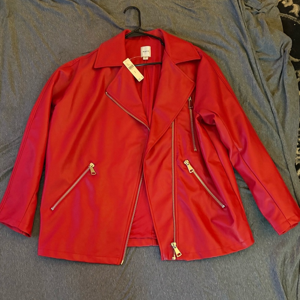 Maeve Red Women's Jacket with Zipper Details